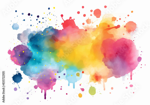 abstract watercolor background with splashes, abstract watercolor splashes on white background, rainbow color Watercolor splash paint background, on white background, rainbow colors splash colorful 