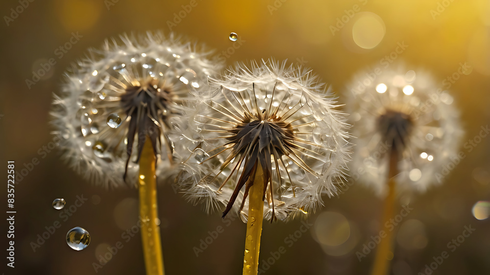 Water drops seed nature in yellow and gold tones Water drops seed nature in yellow and gold tones