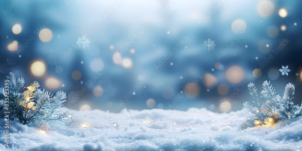 Christmas light and snow blurred background. Christmas light and snow blurred background.