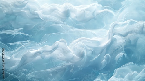 Coral smoke moves through 3D rendered pastel peaks, minimalist soft landscape.