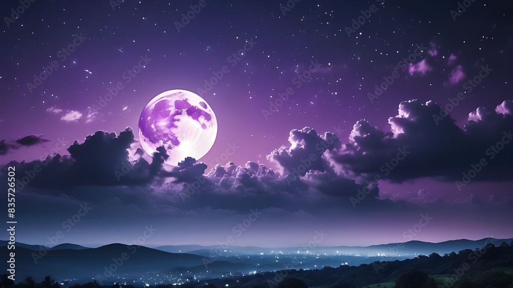 Purple gradient mystical moonlight sky with clouds and stars phone background wallpaper Purple gradient mystical moonlight sky with clouds and stars phone background wallpaper