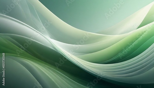 Elegant 3D abstract scene with a soft green and white gradient, creating a serene and calming visual effect.