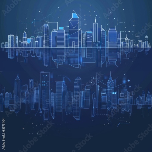Brightly Illustrated Future City Skyline with Vector Buildings  abstract graphic  banner design  brochure  pattern design  web  background template