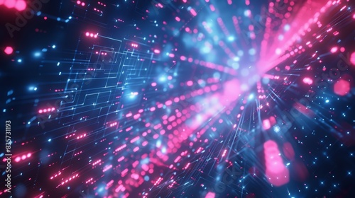 Abstract light lines in a futuristic technology setting, cyberpunk style