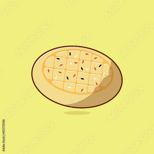 Ramazan pidesi turkish pide flatbread simple cartoon vector illustration Islamic holiday concept icon isolated