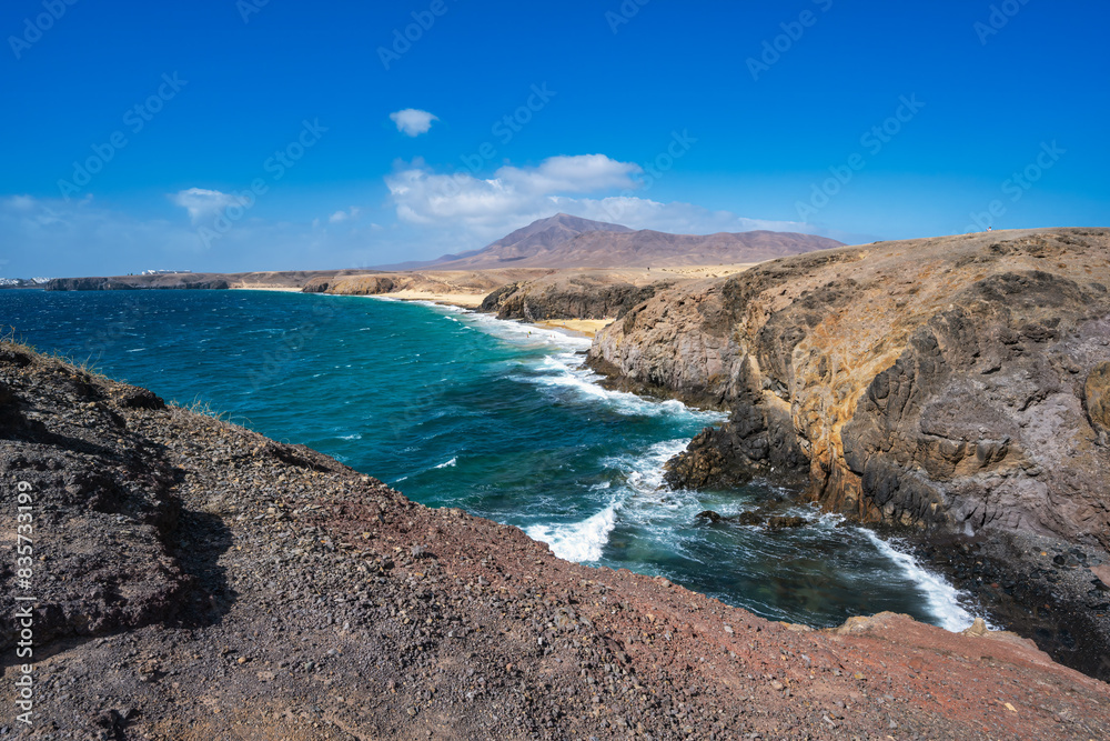 Coast and sea on the Papagayo beaches on the Canary Island of Lanzarote in the Atlantic Ocean Coast and sea on the Papagayo beaches on the Canary Island of Lanzarote in the Atlantic Ocean