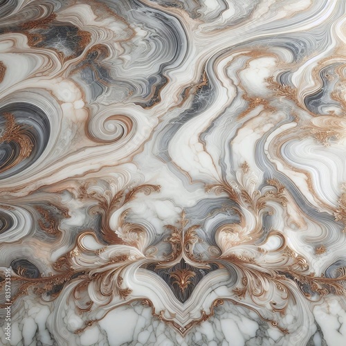 Generative Ai Marble Countertop Polished marble with intricate veining, subtle color variations, and a reflective finish, ideal for high-end kitchens and bathrooms.