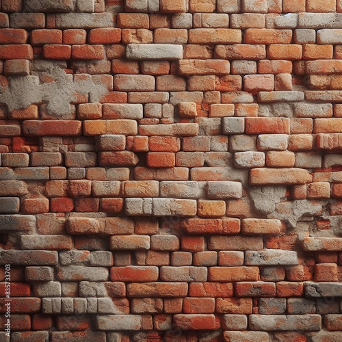 Generative Ai Old Brick Wall Textured red bricks with mortar joints, chipped edges, and signs of wear, great for historical buildings or urban settings.