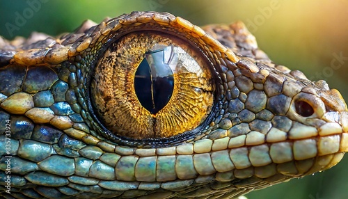 Reptilian eye closeup. An animal wildlife  Ai generative