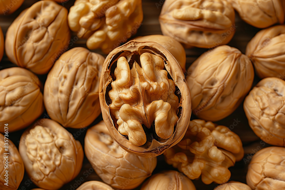 Piled peeled walnuts Piled peeled walnuts