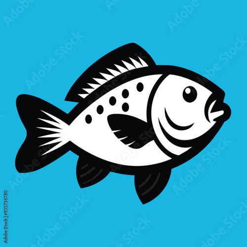 Solid color Crappie Fish animal vector design photo