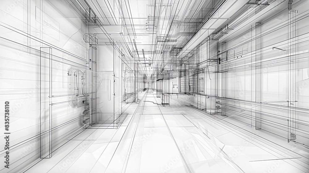 Fototapeta premium Photorealistic wireframe drawing, showcasing detailed and intricate artistic elements