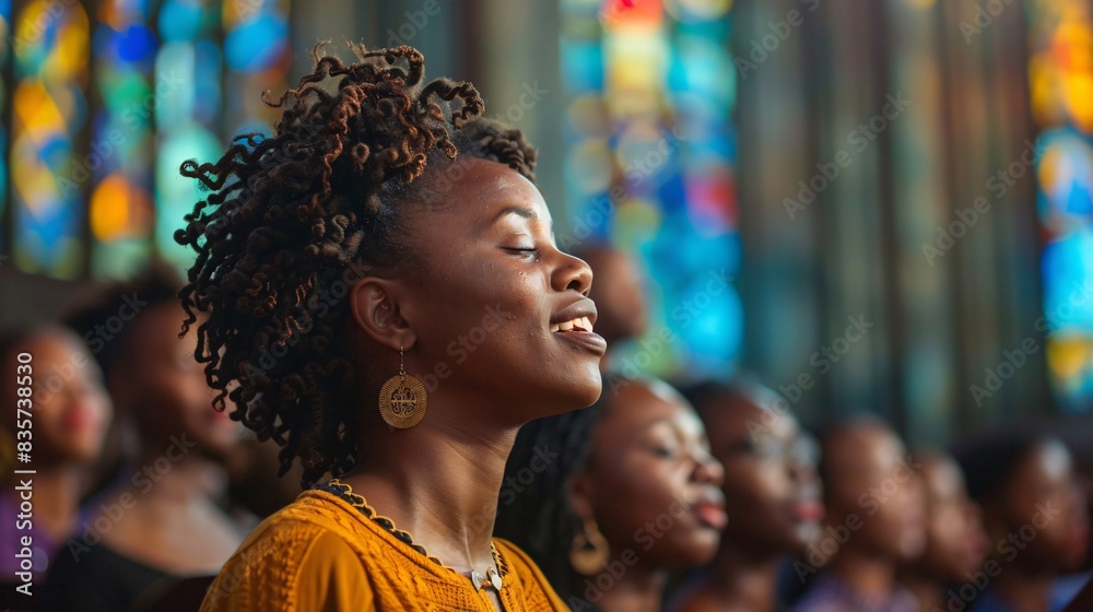 A choir singing in a church, embodying joy and praise A choir singing in a church, embodying joy and praise
