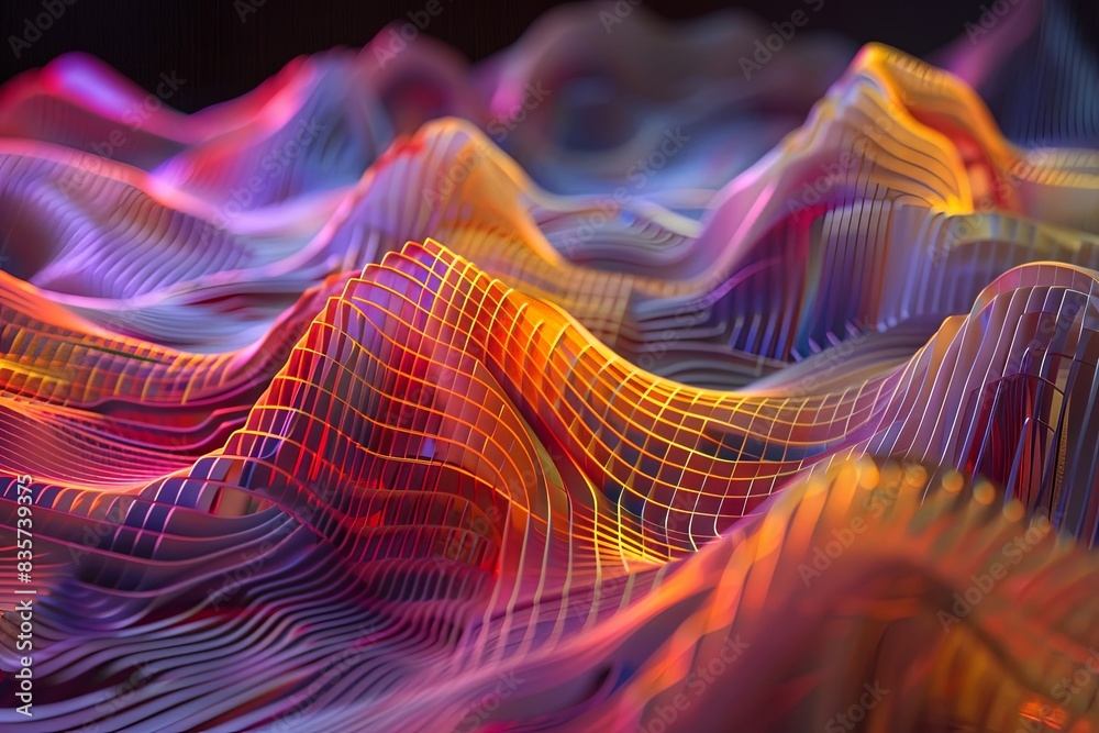 A captivating photograph showcasing a 3D spectrogram with an innovative ...