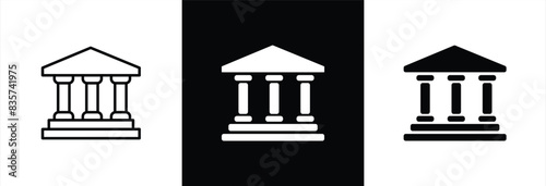 Bank icon set. Bank icon simple style. Banking icon for app and website. Government building. Transparent background. Bank icon sign and symbol. Vector illustration.