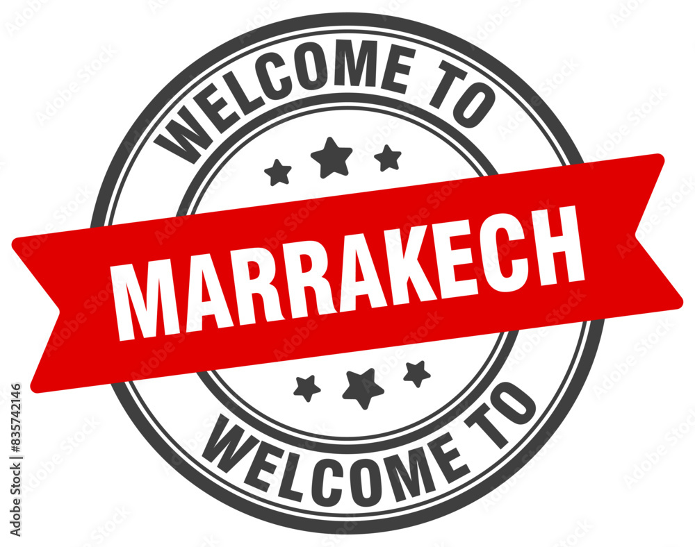 Welcome to Marrakech stamp. Marrakech round sign Welcome to Marrakech stamp. Marrakech round sign