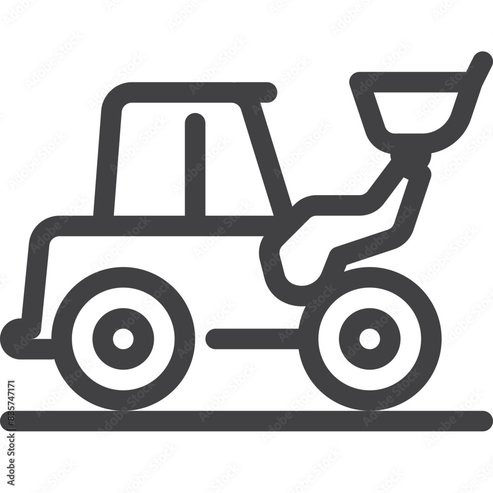 Excavator line icon on white background Excavator line icon on white background