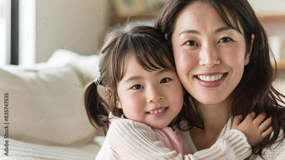 Mother holding her daughter in her arms smiling at the camera. Mother holding her daughter in her arms smiling at the camera.