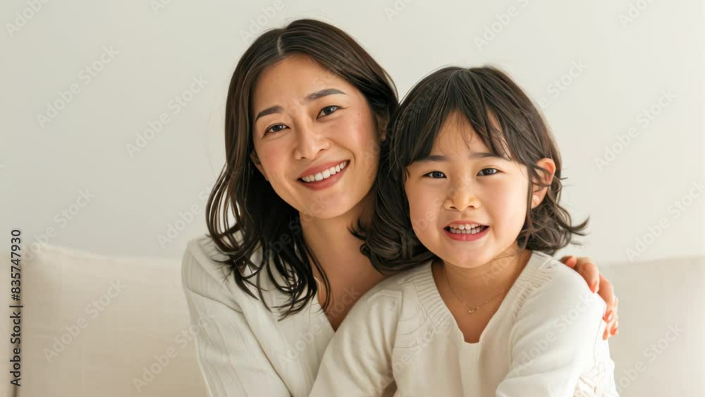 Mother holding her daughter in her arms smiling at the camera. Mother holding her daughter in her arms smiling at the camera.