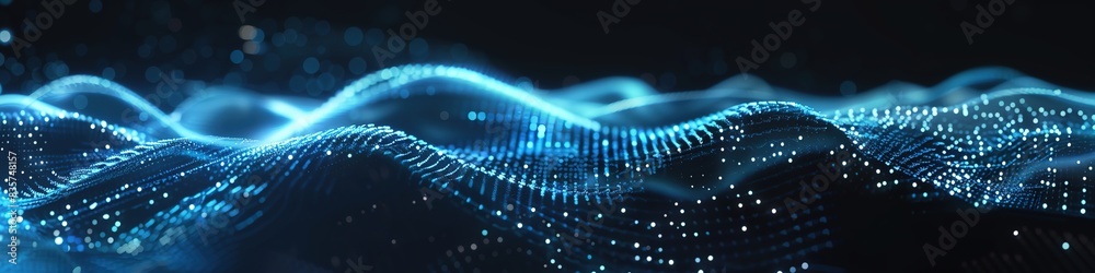 High-Tech Data Charts with Blue Tones and Ambient Light, Featuring Techno Lines and Particles Creating a Futuristic and Mysterious Atmosphere High-Tech Data Charts with Blue Tones and Ambient Light, Featuring Techno Lines and Particles Creating a Futuristic and Mysterious Atmosphere
