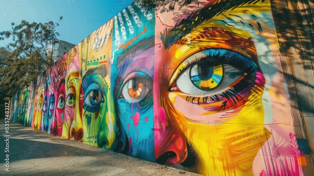Fototapeta premium Street art style of New year 2024 celebrations