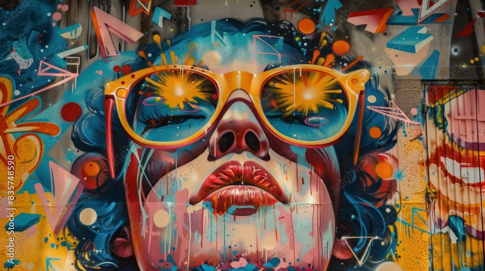 Fototapeta premium Street art style of New year 2024 celebrations