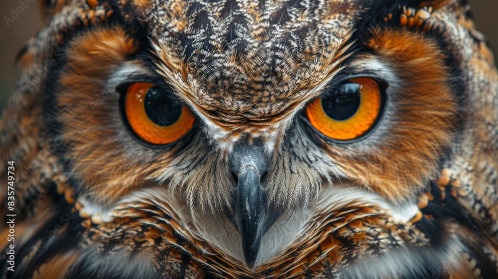 Portrait of Owl, owl eyes Portrait of Owl, owl eyes