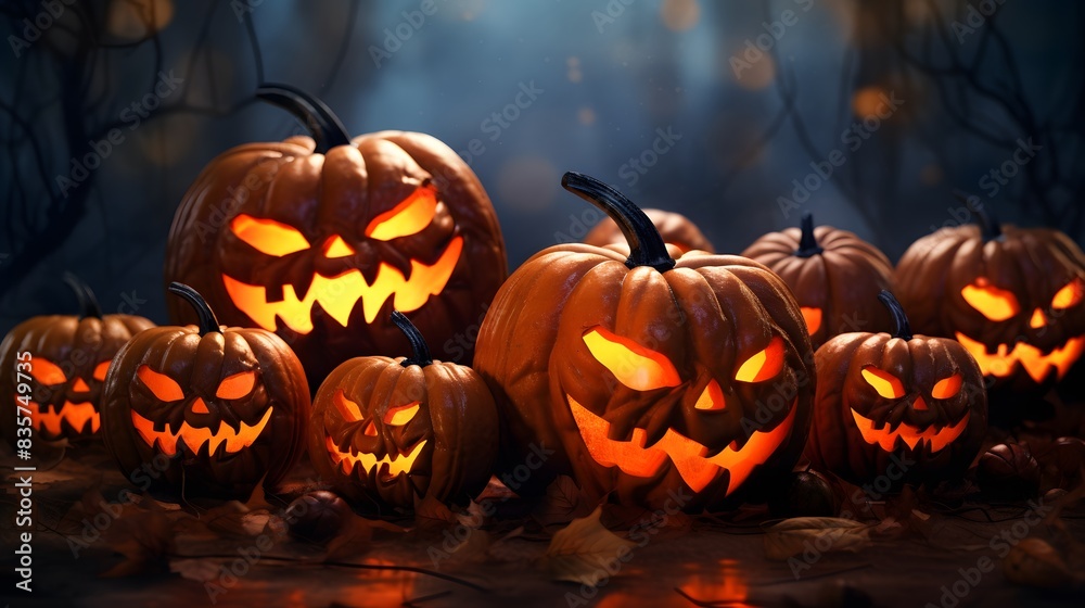 about Halloween pumpkins with spider on a shiny light background. about Halloween pumpkins with spider on a shiny light background.