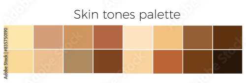 Skin color palette. Human skin tone colors set