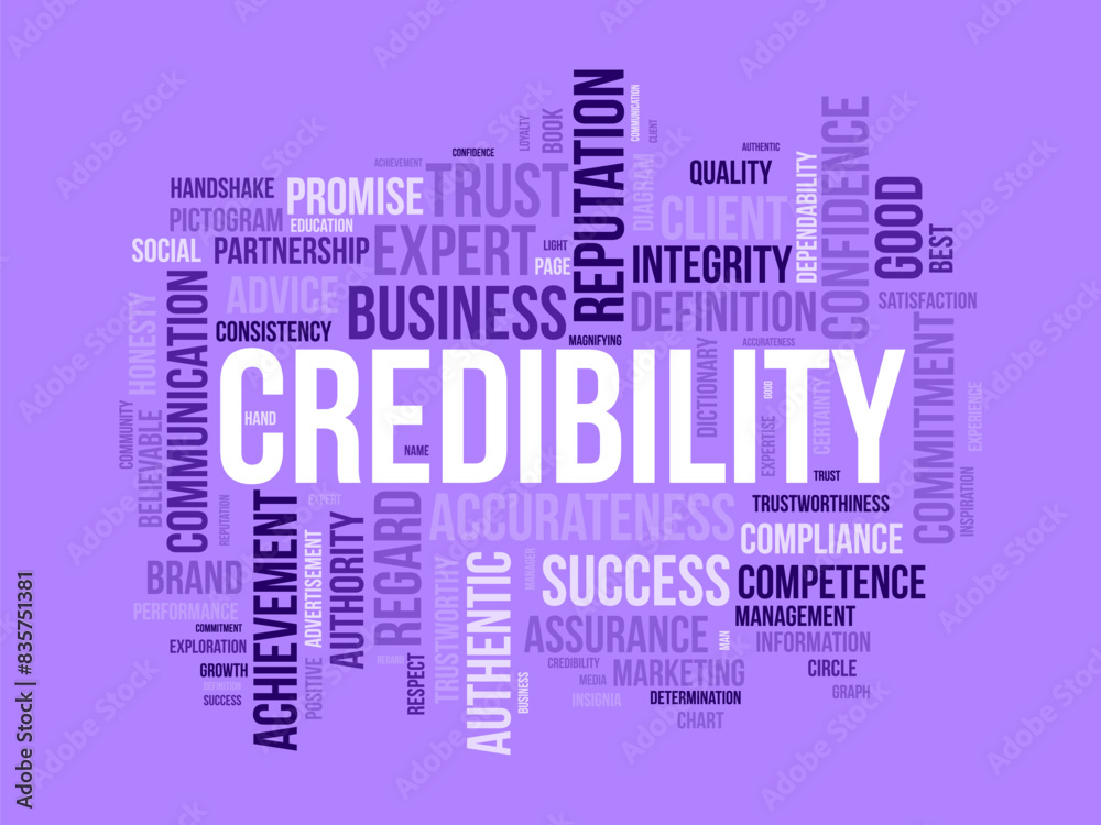 Obraz premium Credibility word cloud template. Business concept vector tagcloud background.