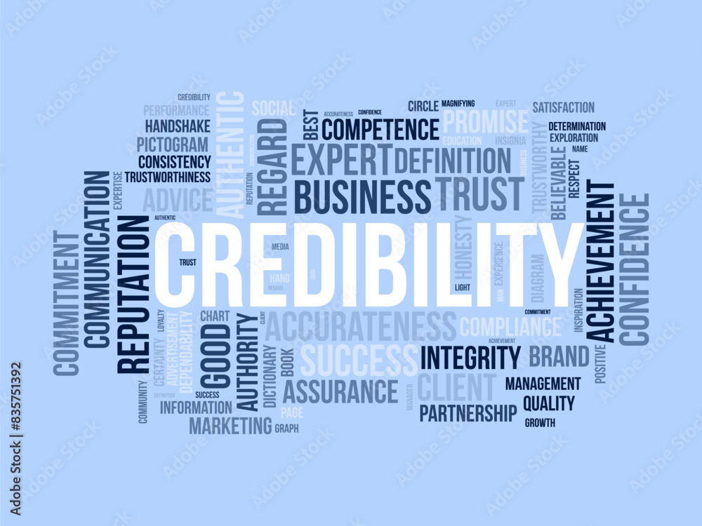 Obraz premium Credibility word cloud template. Business concept vector tagcloud background.