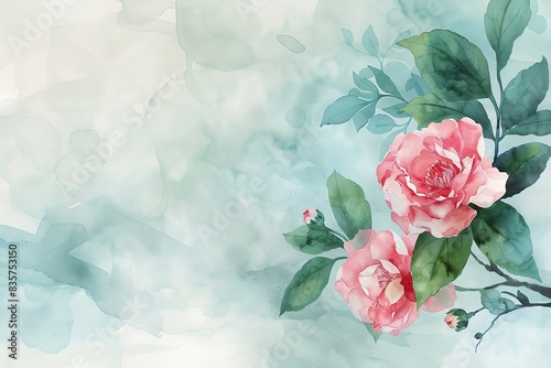 Daily reflections subtle artistic border lightly decorated discreet Camellias illustrations corners minimalist icons side margins hand painted watercolor style calm introspective m photo
