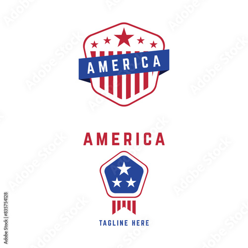 American Creative Logo design modern minimal flag star concept