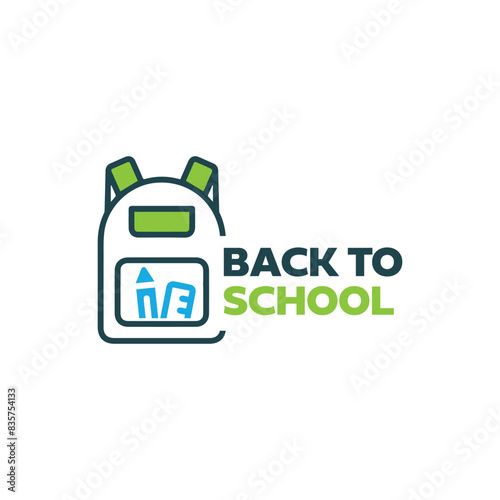 Back to school backpack logo design creative modern minimal concept