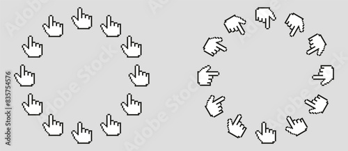 Finger click circle frame. Hand mouse pointer round border design