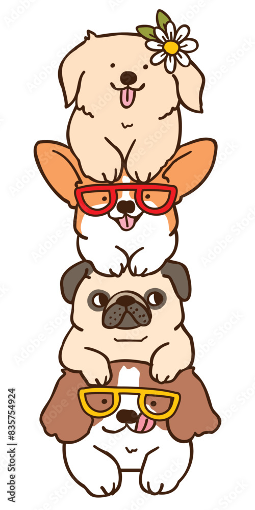 Vector Illustration of Cute Cartoon Dog Pile on Isolated Background Vector Illustration of Cute Cartoon Dog Pile on Isolated Background