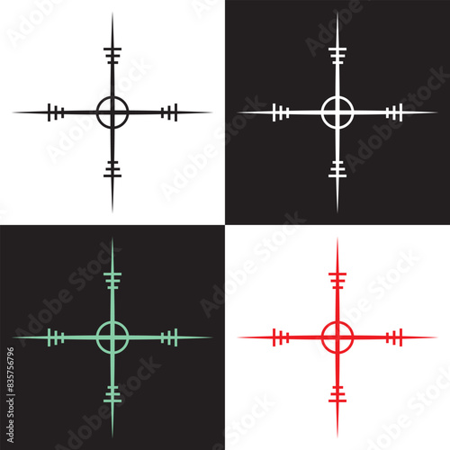 Gun Sight Crosshairs Bullseye Isolated Vector. crosshair and sight symbol. Sniper rifle aim icon. aiming to bullseye signs symbol. target destination icon. Focus cursor bull eye mark . Vector. EPS10