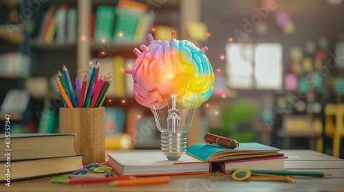 3D rendering of a light bulb and a vintage book. Ideas for reading books  knowledge  and finding new ideas. bible book