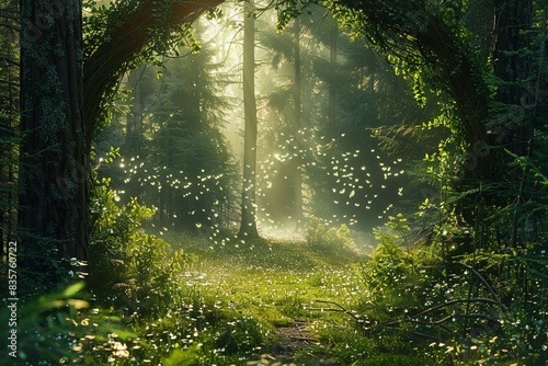 A magical forest scene with a fairy circle