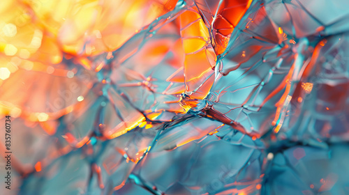High-resolution abstract image featuring symbolic elements like fractured glass and blurred lines, depicting the fragmentation and fluidity of mental states photo