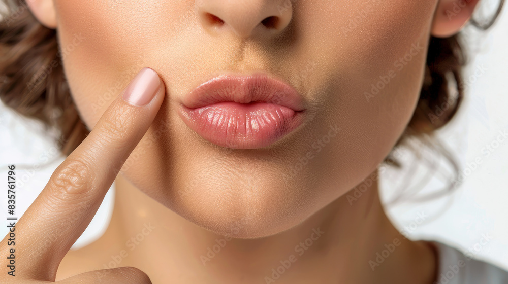 A woman with her finger to her lips, indicating secrecy or confidential information. The image is on a white background with a zoomed-in mouth making a quiet or silence gesture. A woman with her finger to her lips, indicating secrecy or confidential information. The image is on a white background with a zoomed-in mouth making a quiet or silence gesture.