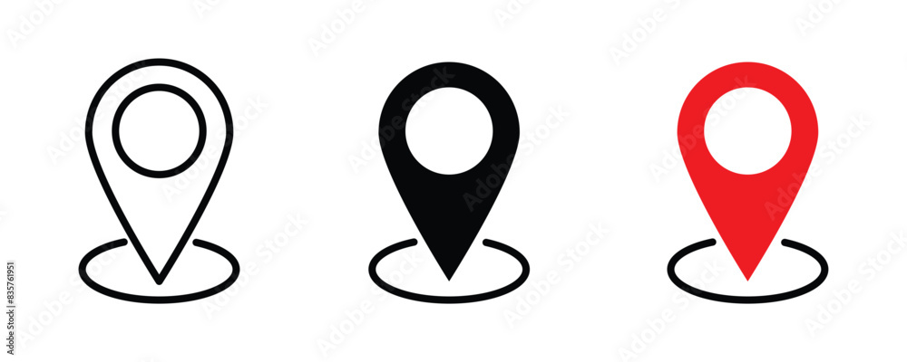Location icon set, Map pin place marker. location pointer icon symbol in flat style. Red Location pin icon, Navigation sign, isolated with white background. Location icon set, Map pin place marker. location pointer icon symbol in flat style. Red Location pin icon, Navigation sign, isolated with white background.
