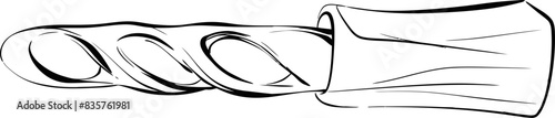 Vector French baguette, black silhouette for circuit. Paris café bakery, hand drawn illustration