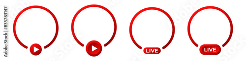 Red live broadcast logo. Video stream online icon. photo