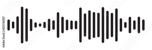 Sound waves collection. Analog and digital audio signal. Music equalizer. Interference voice recording. High frequency radio wave. Vector illustration on white background in eps 10.