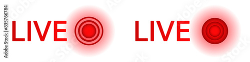 Online stream broadcast icon. Live video logo in red.