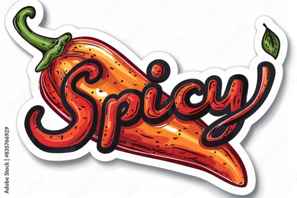 Spicy Pepper Illustration in Vibrant Colors with Handwritten Typography Spicy Pepper Illustration in Vibrant Colors with Handwritten Typography