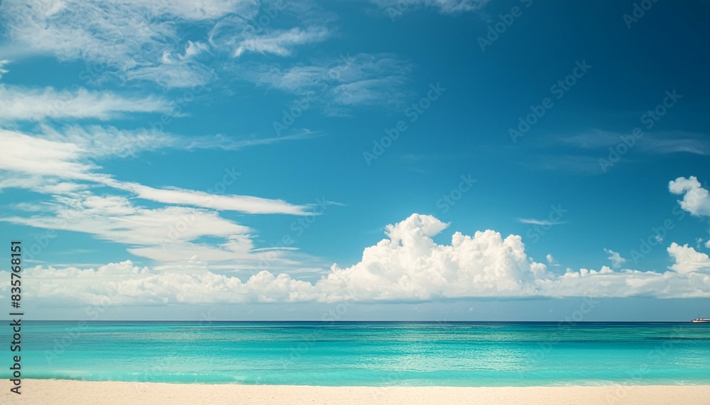 Tropical blue sea and sky background. Made with Generative AI. Tropical blue sea and sky background. Made with Generative AI.