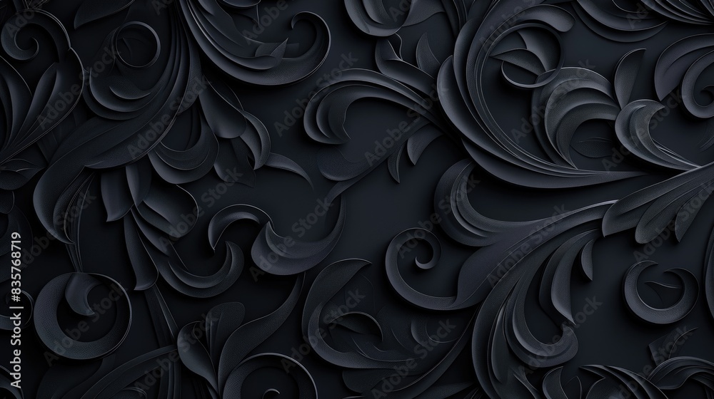 Beautiful design of curved patterns on a solid black backdrop Beautiful design of curved patterns on a solid black backdrop