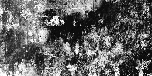 Black and white stain old concrete texture grunge overlay isolated decorative vintage background.